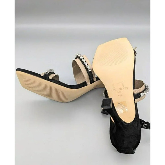 NIB Marc Fisher Dezzi Rhinestone Ankle Strap Sandal Black Size 6 M (MSRP $150) - Picture 6 of 7
